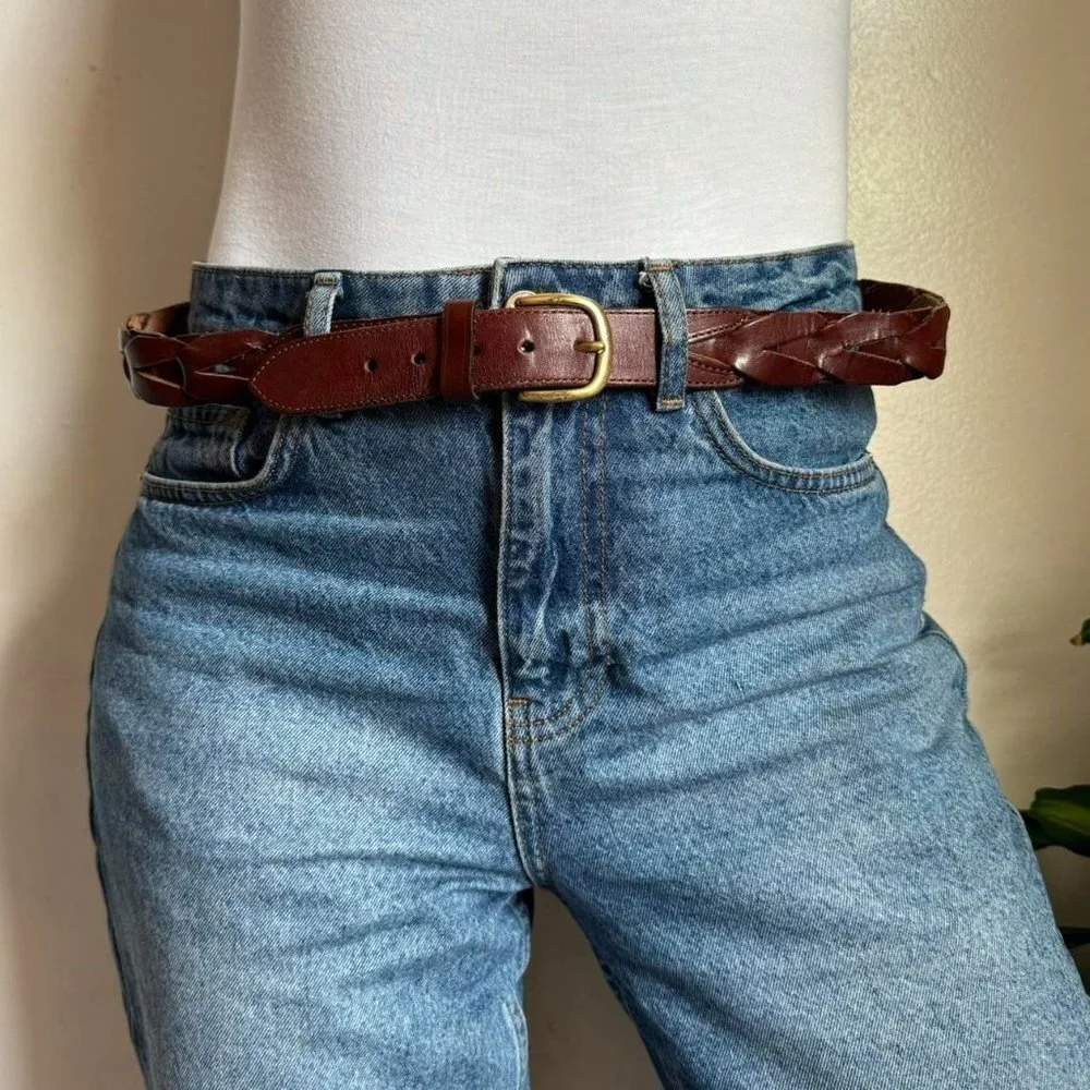 Vintage boho/hippie brown leather belt‎